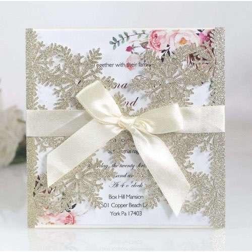 Christmas Card Laser Invitation Card Snowflake Pattern Wholesale